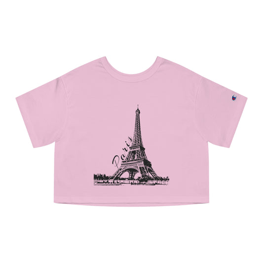 Eiffel Tower Pink Graphic Crop Top