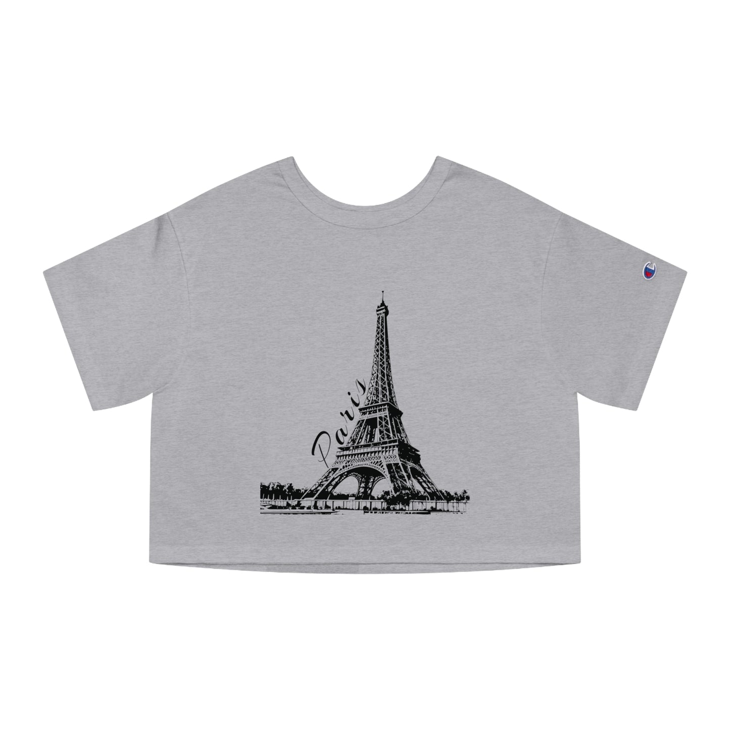 Eiffel Tower Gray Graphic Crop Top