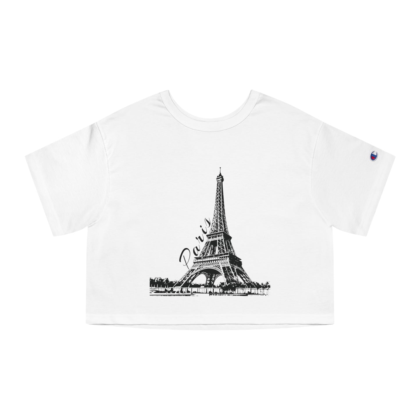 Eiffel Tower White Graphic Crop Top